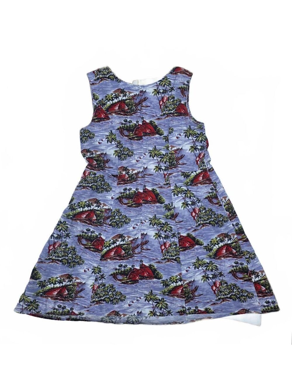 eShakti Cotton Island Print Empire Waist Cutout Neckline Dress Pockets  XXL - Picture 7 of 15